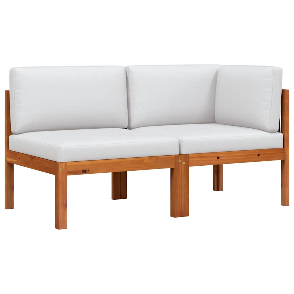 Lounge garnitura za vrt 2 dijela s jastucima od punog bagremovog drva - 1, kauč središnji + kutni kauč - number 4.