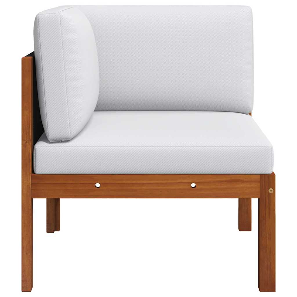 Lounge garnitura za vrt 2 dijela s jastucima od punog bagremovog drva - 1, kauč središnji + kutni kauč - number 10.