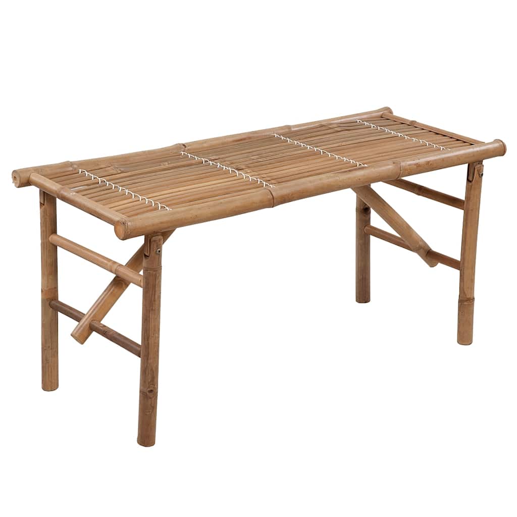 Panca da giardino pieghevole con cuscino 118 cm bambù - grigio-marrone, 120 x 50 x 4 cm, 1 - number 2.