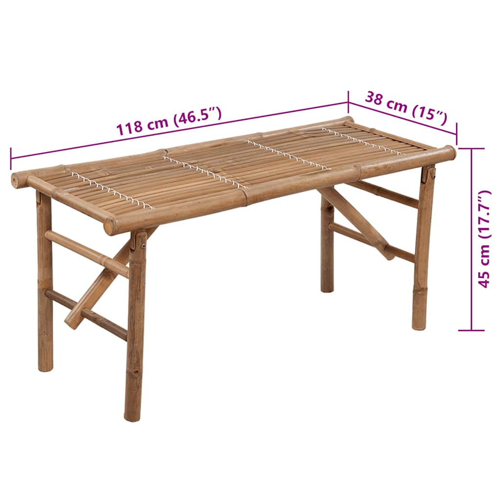 Panca da giardino pieghevole con cuscino 118 cm bambù - grigio-marrone, 120 x 50 x 4 cm, 1 - number 8.