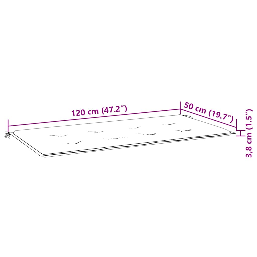Panca da giardino pieghevole con cuscino 118 cm bambù - grigio-marrone, 120 x 50 x 4 cm, 1 - number 9.