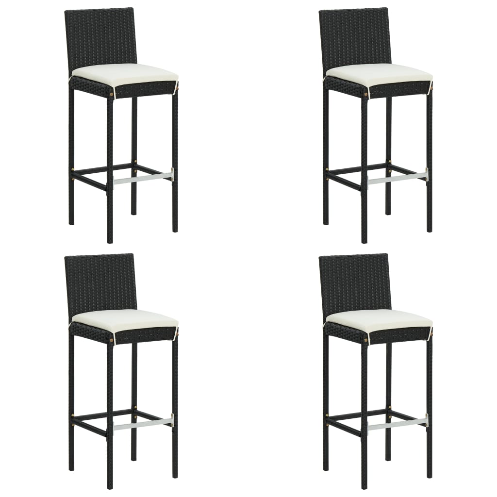 Bar set for hage 5 deler med puter polyrattan - svart, 60 cm bordlengde, 4 - number 8.