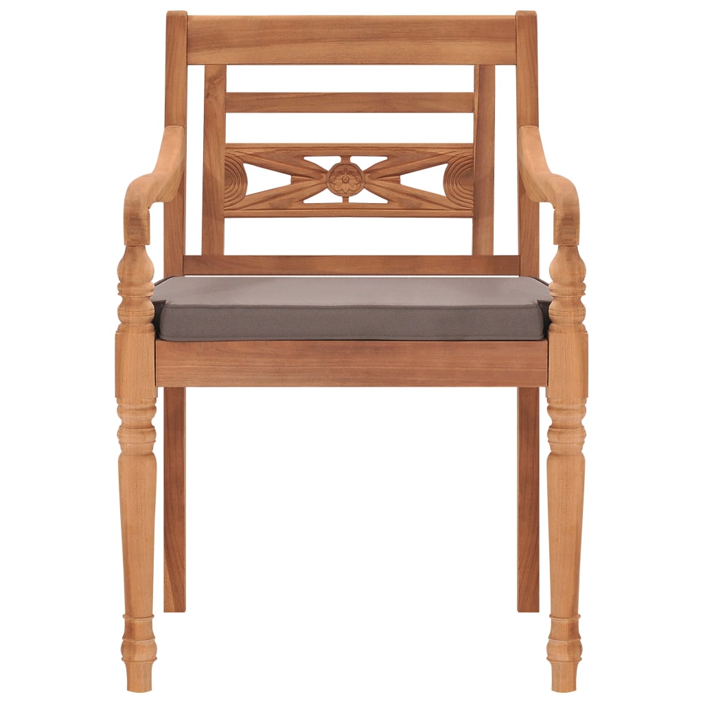 Krzesła batavia 2 szt. z ciemnoszarymi poduszkami, lite drewno tekowe - number 3.