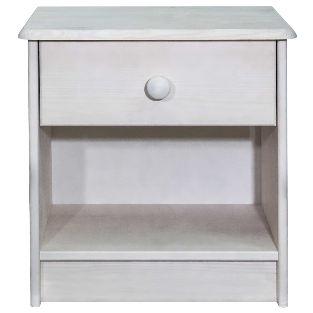 Noćni ormarić 41x30x42 cm puni bor - bijeli, 1 - number 2.