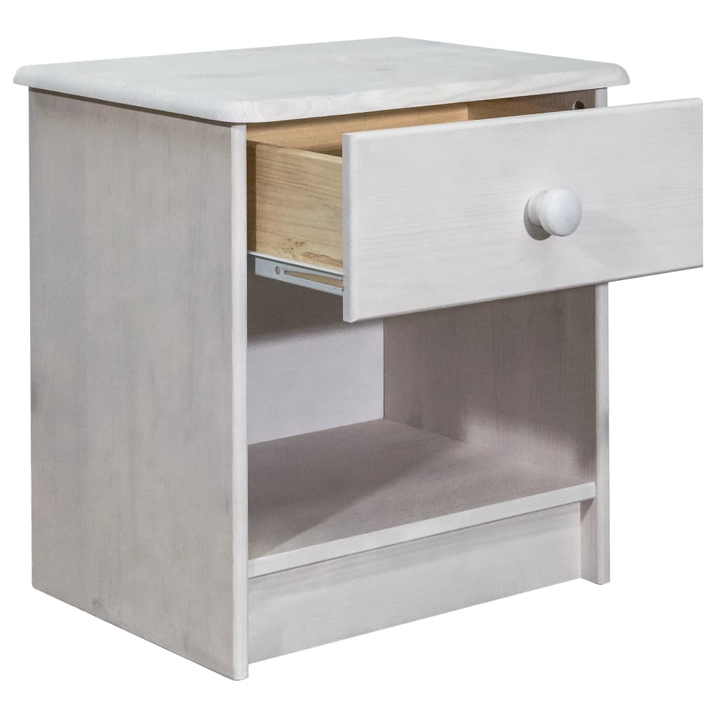 Noćni ormarić 41x30x42 cm puni bor - bijeli, 1 - number 3.