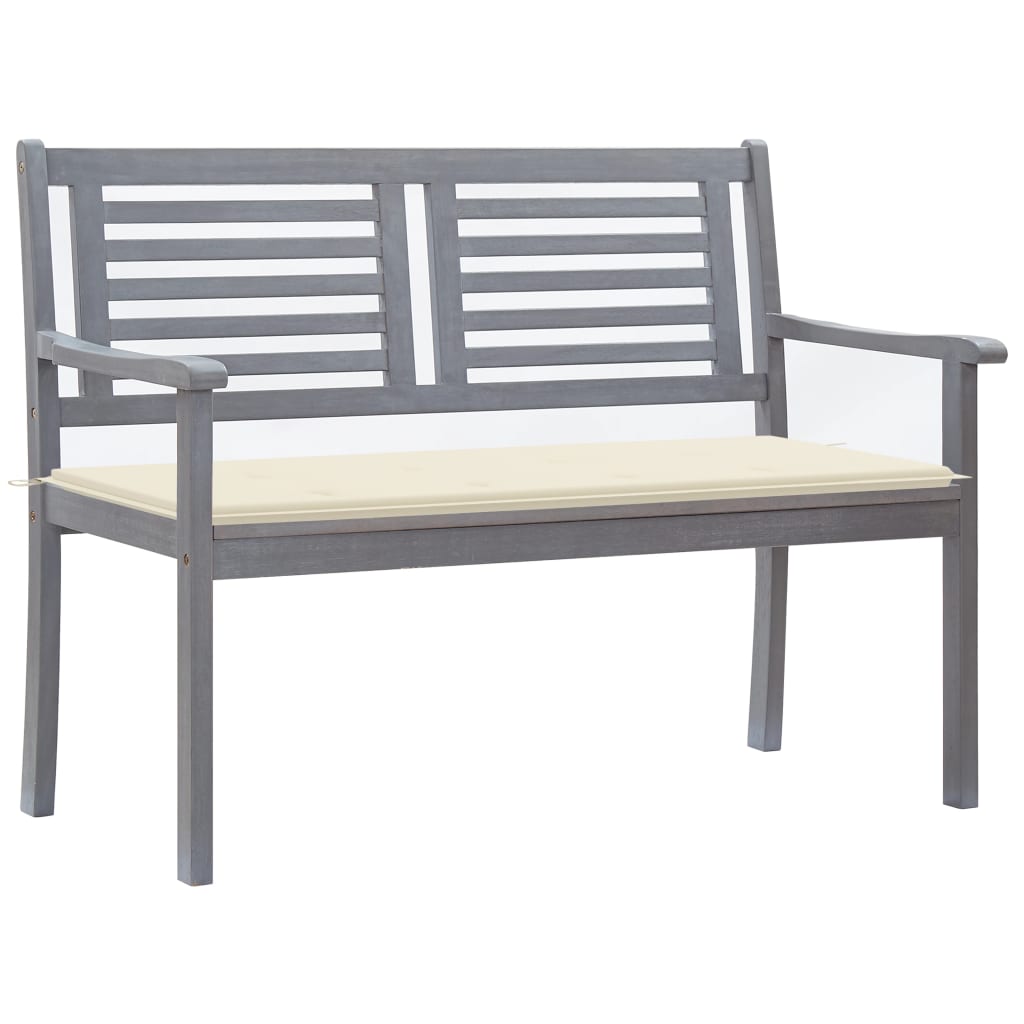 2-personers havebænk med hynde eukalyptustræ - creme, 120 cm, 1, x - number 1.