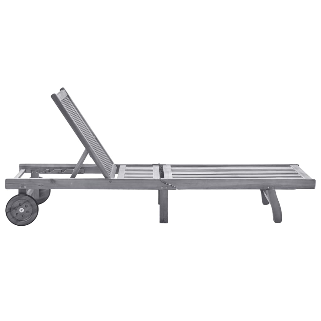 Ligged stolica s jastukom solidne akacije stablo siva - krema, 200 x 63 x 85 cm, 1 - number 2.