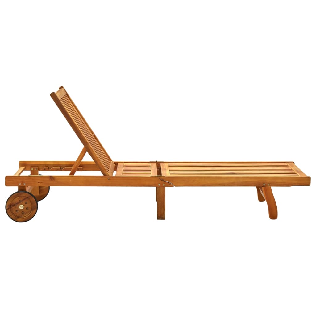 Liggestol med hynde massivt akacietræ - grøn, 200 x 63 x 85 cm, 1 - number 5.