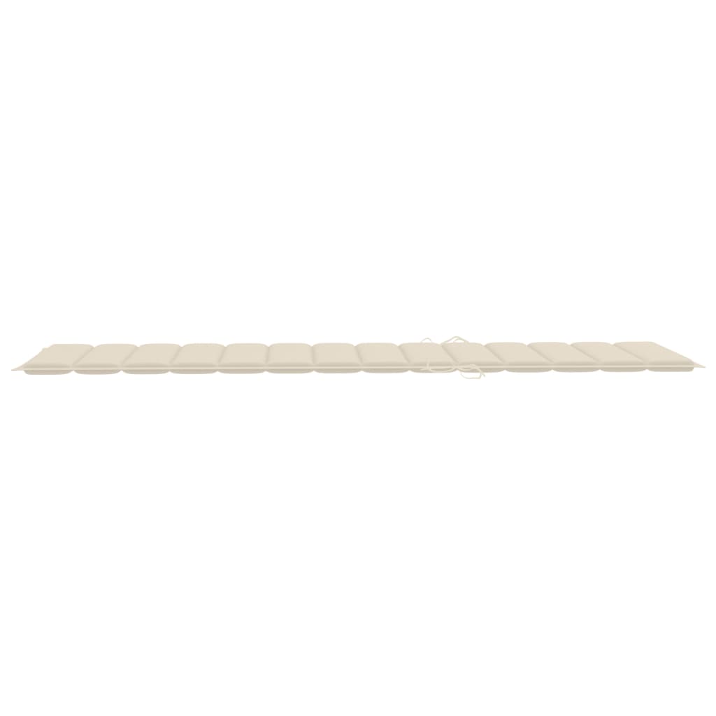 Liggestol med hynde massivt akacietræ og galvaniseret stål - creme, 200 x 60 cm, 1 - number 8.