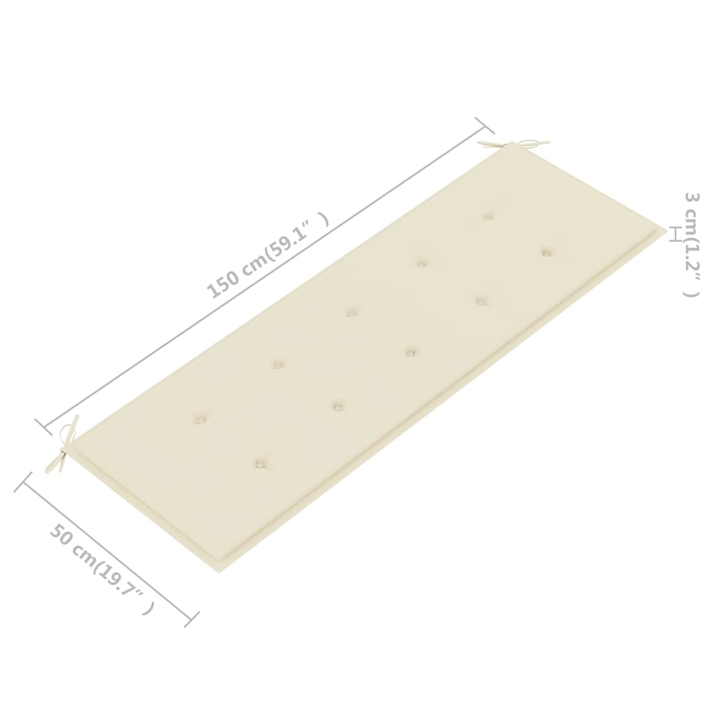 3-pers. havebænk med hynde 150 cm massivt eukalyptustræ - number 10.