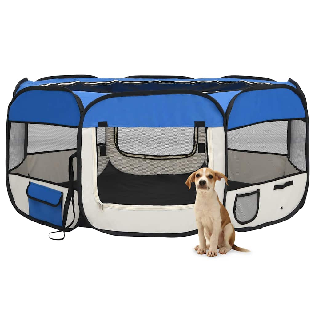 Niche pliable pour chien avec sac de transport - bleu, 145 x 145 x 61 cm, 1 - number 1.