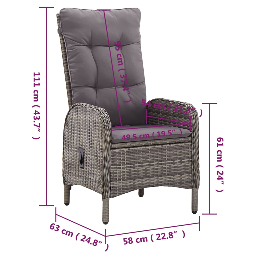 Lounge set for garden parts polyrattan - grå, 200 cm bordlengde, 11 - number 8.