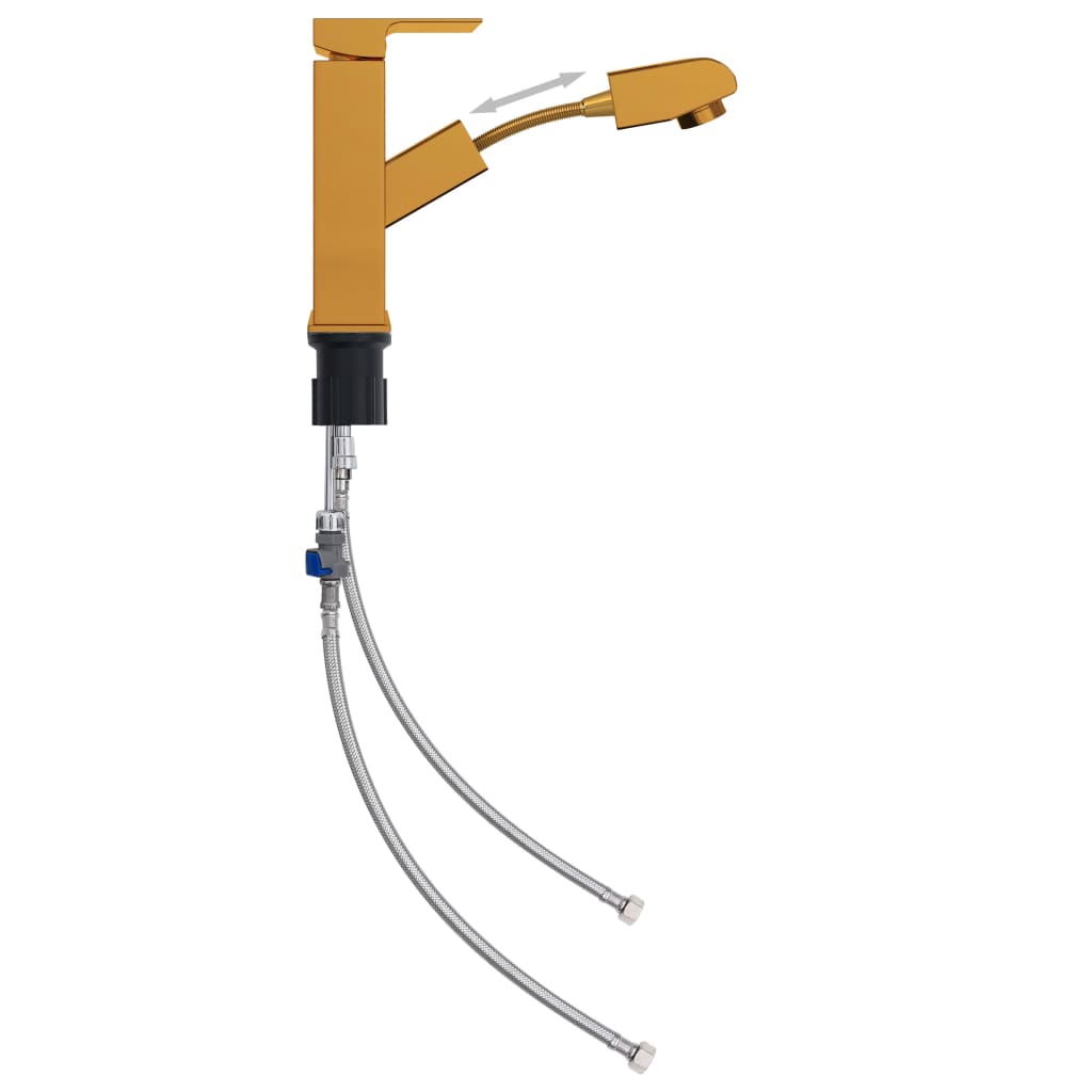 Vandhane m. udtræksfunktion til badeværelsesvask 157x172 mm guld - number 2.