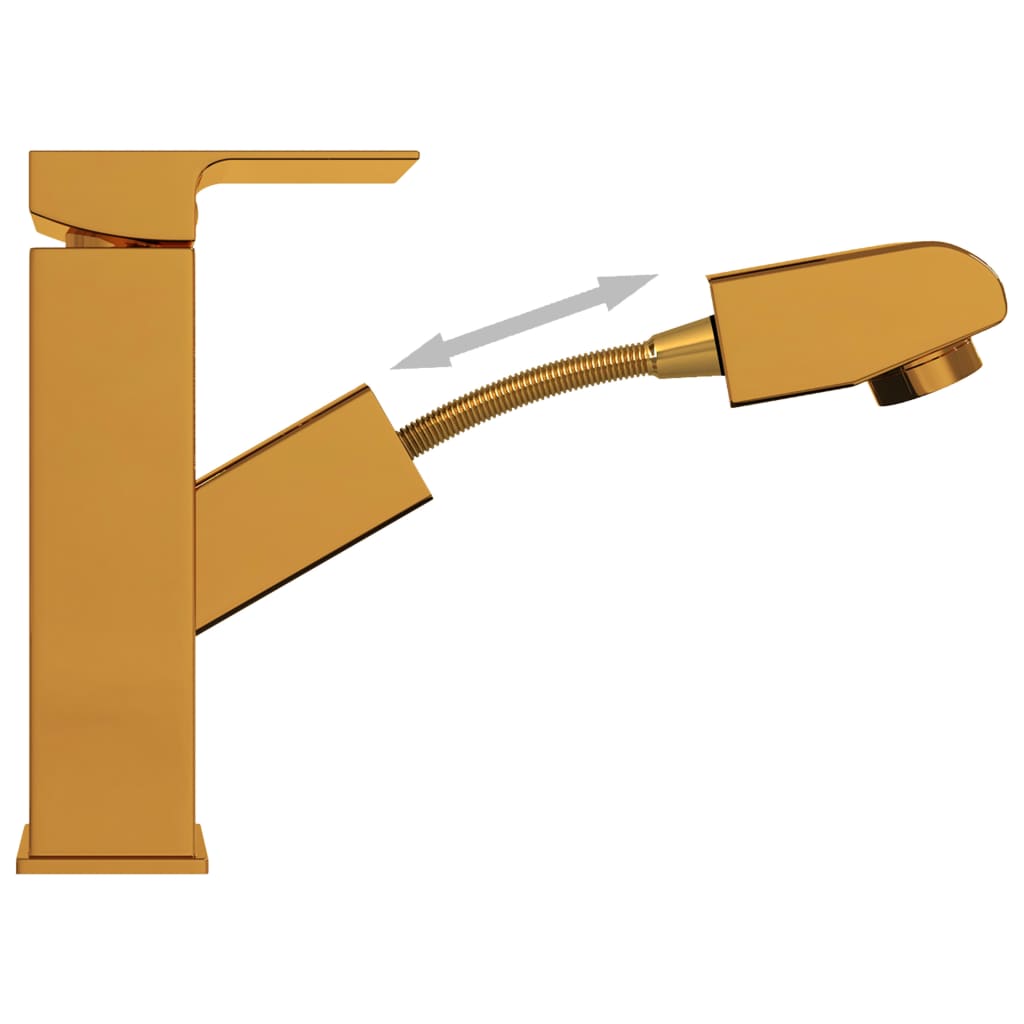 Vandhane m. udtræksfunktion til badeværelsesvask 157x172 mm guld - number 5.