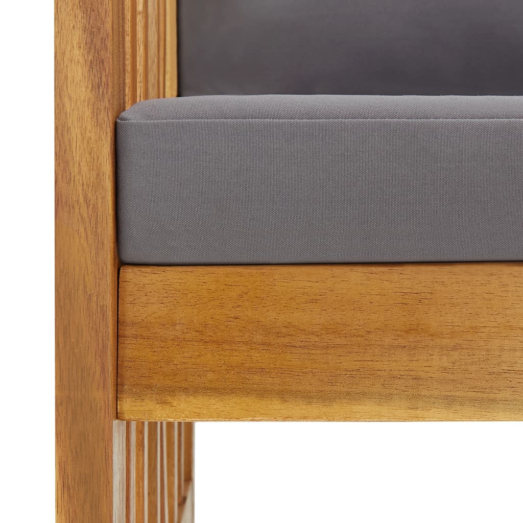 Loungesæt til haven 5 dele med hynder massivt akacietræ - grå, 2x bænk + 2x lænestol + bord, 1 - number 7.