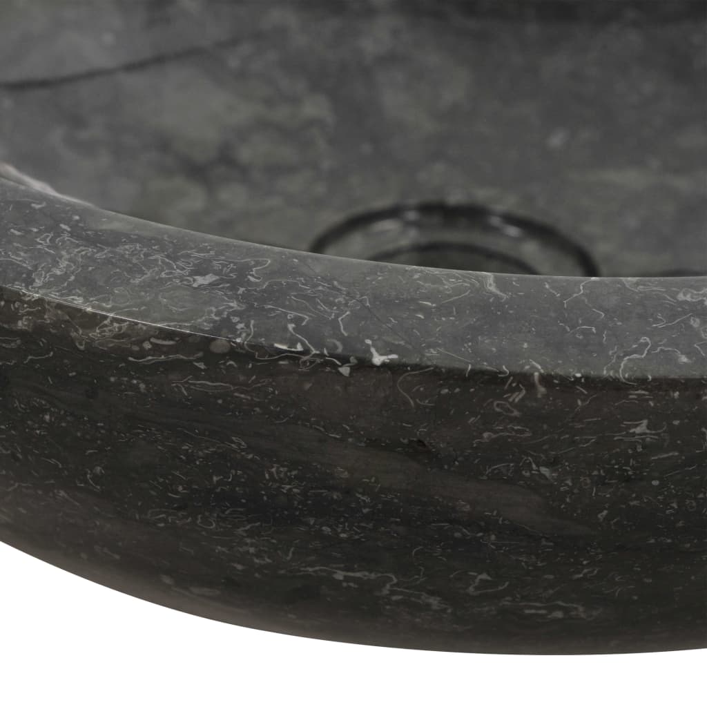 Badeværelsesskab med håndvaske massivt teak marmor - sort, 132 x 45 x 75 cm, 1 - number 8.