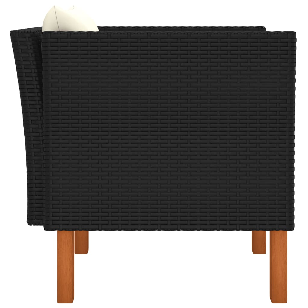 Sofa ogrodowa polirattan i lite drewno eukaliptusowe - czarna, 1, fotel - number 3.