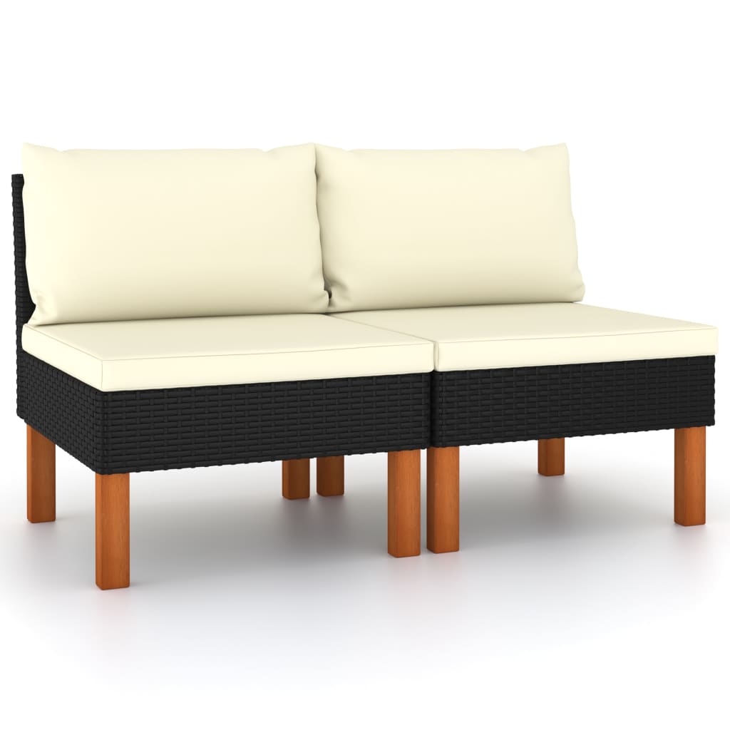 Midterdele til sofa 2 stk. polyrattan og massivt eukalyptustræ - number 1.