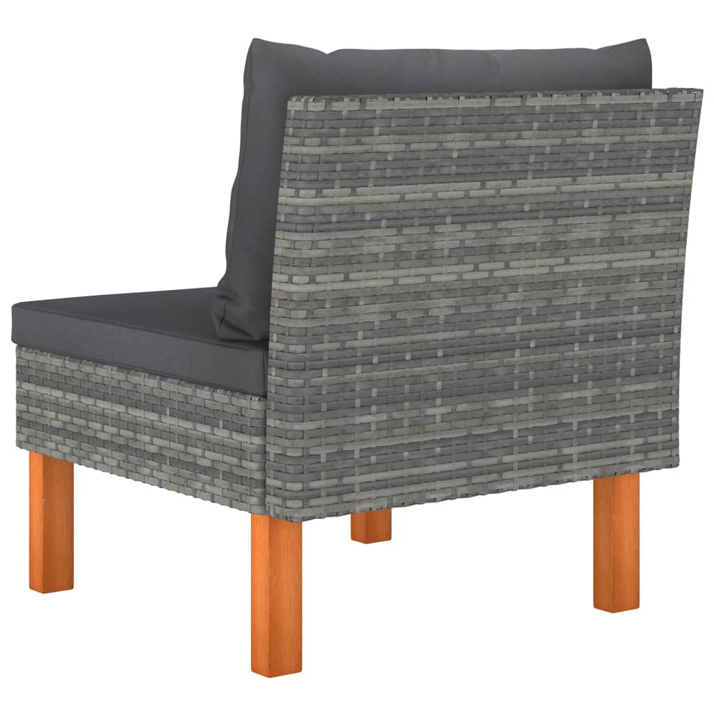 Midterdel til sofa polyrattan og massivt eukalyptustræ - grå, 1, midtersofa - number 4.