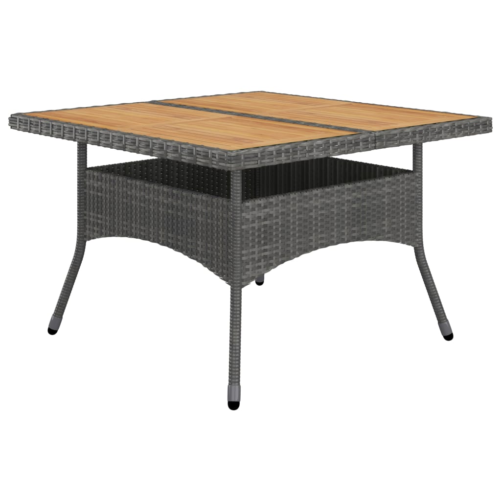 Blagovaonska stolna garnitura za vrt 9 dijelova poliratan i drvo bagrem siva - siva i smeđa, 8 - number 3.