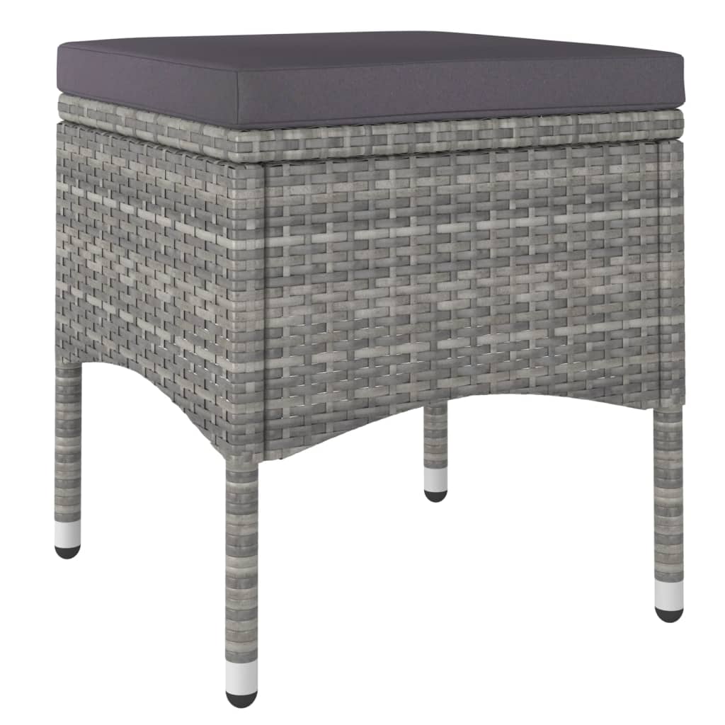 Spisebordssæt til haven dele polyrattan og hærdet glas grå - sort og grå, 120 x 120 x 75 cm, 5 - number 5.