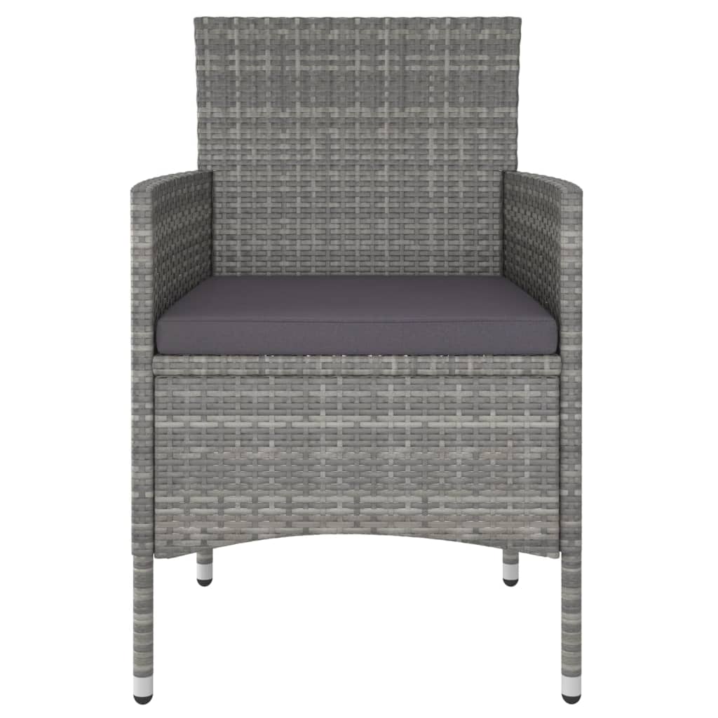 Spisebordssæt til haven dele polyrattan og hærdet glas grå - sort og grå, 120 x 120 x 75 cm, 5 - number 4.