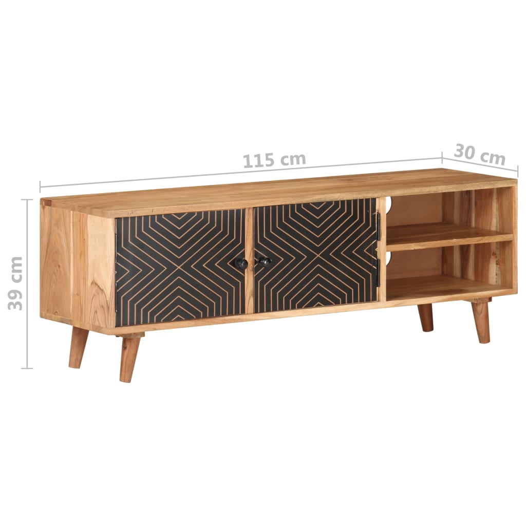 Tv cabinet 115x30x39 cm solid acacia wood - number 10.