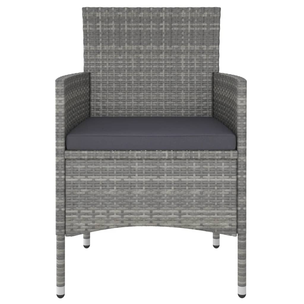 Spisebordssæt til haven dele polyrattan og hærdet glas grå - sort og grå, 80 x 80 x 75 cm, 5 - number 6.