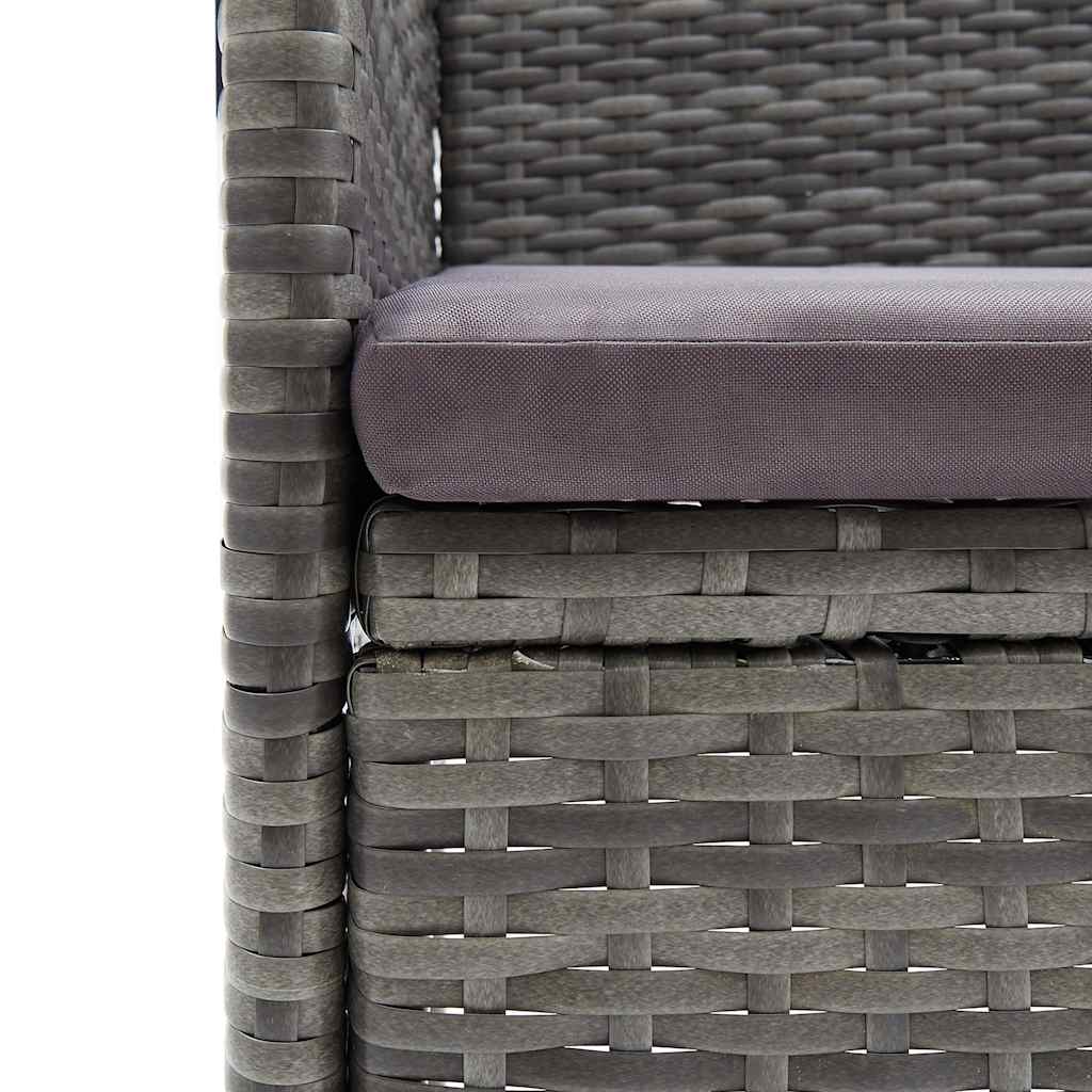 Zestaw stołowy do ogrodu 5 elementów polirattan i szkło - szary, 4 - number 12.