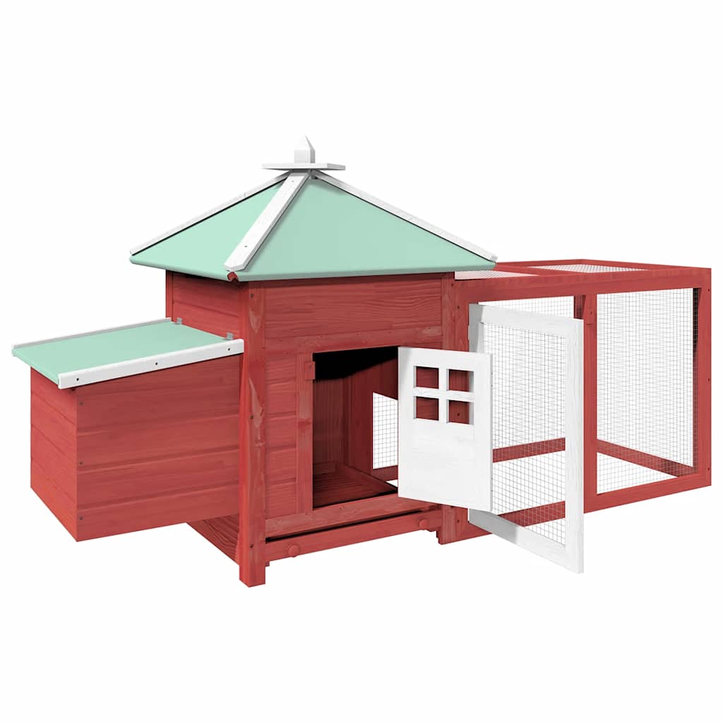 Poulailler avec pondoir 190x72x102 cm pin massif - rouge - number 2.