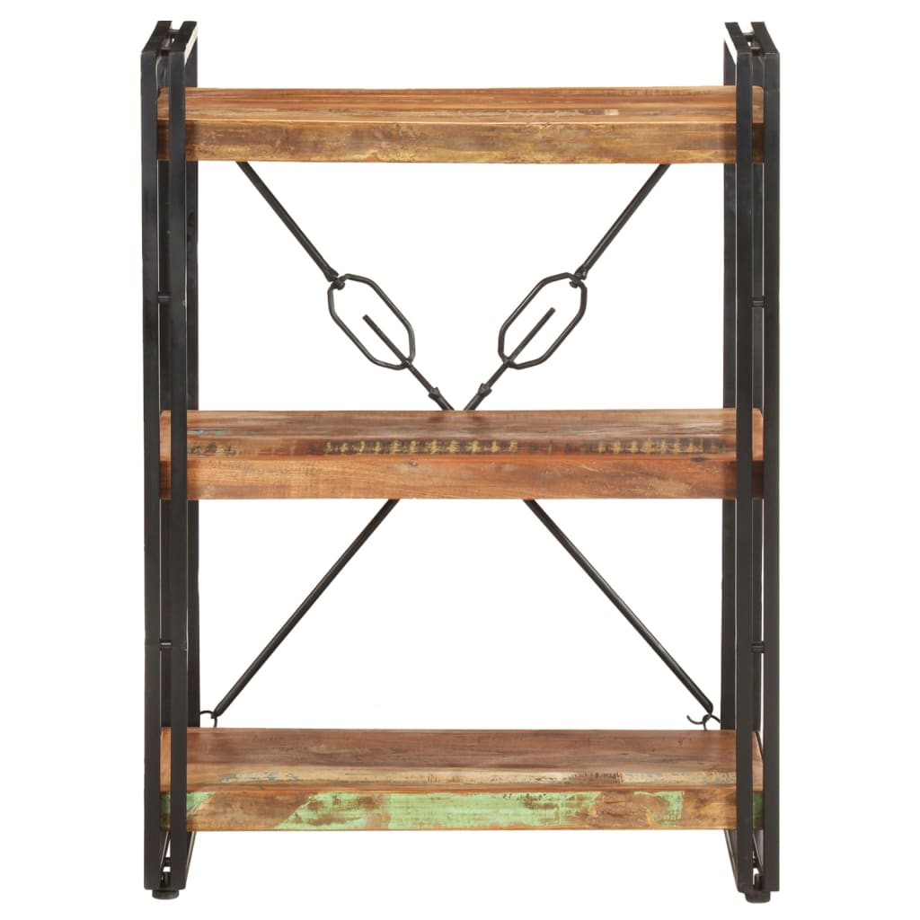 Bokhylle med 3 hyller massivt resirkulert tre - brun, 60 x 30 x 80 cm, 1, massivt resirkulert tre - number 2.