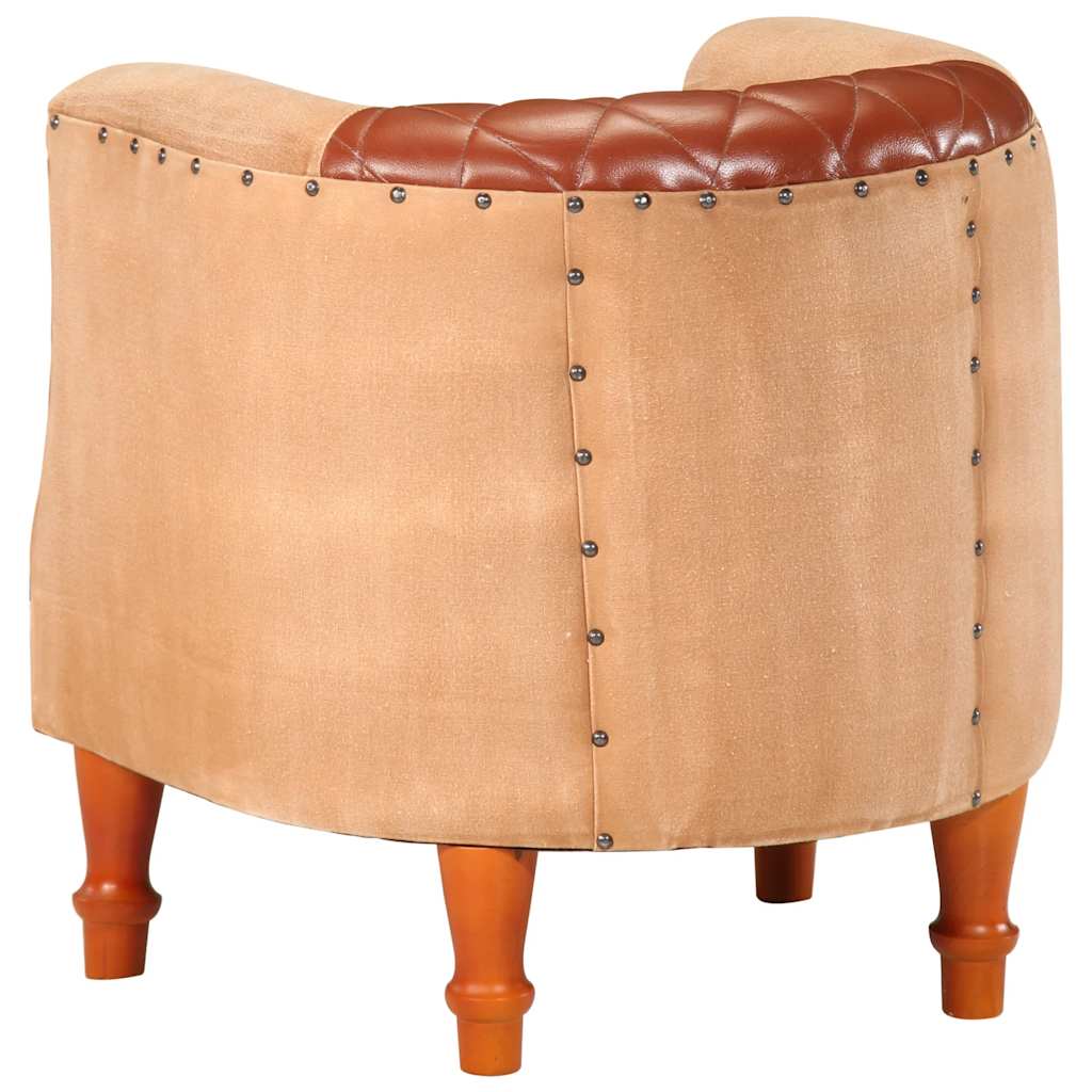 Lænestol ægte skind og massivt mangotræ brun - number 4.