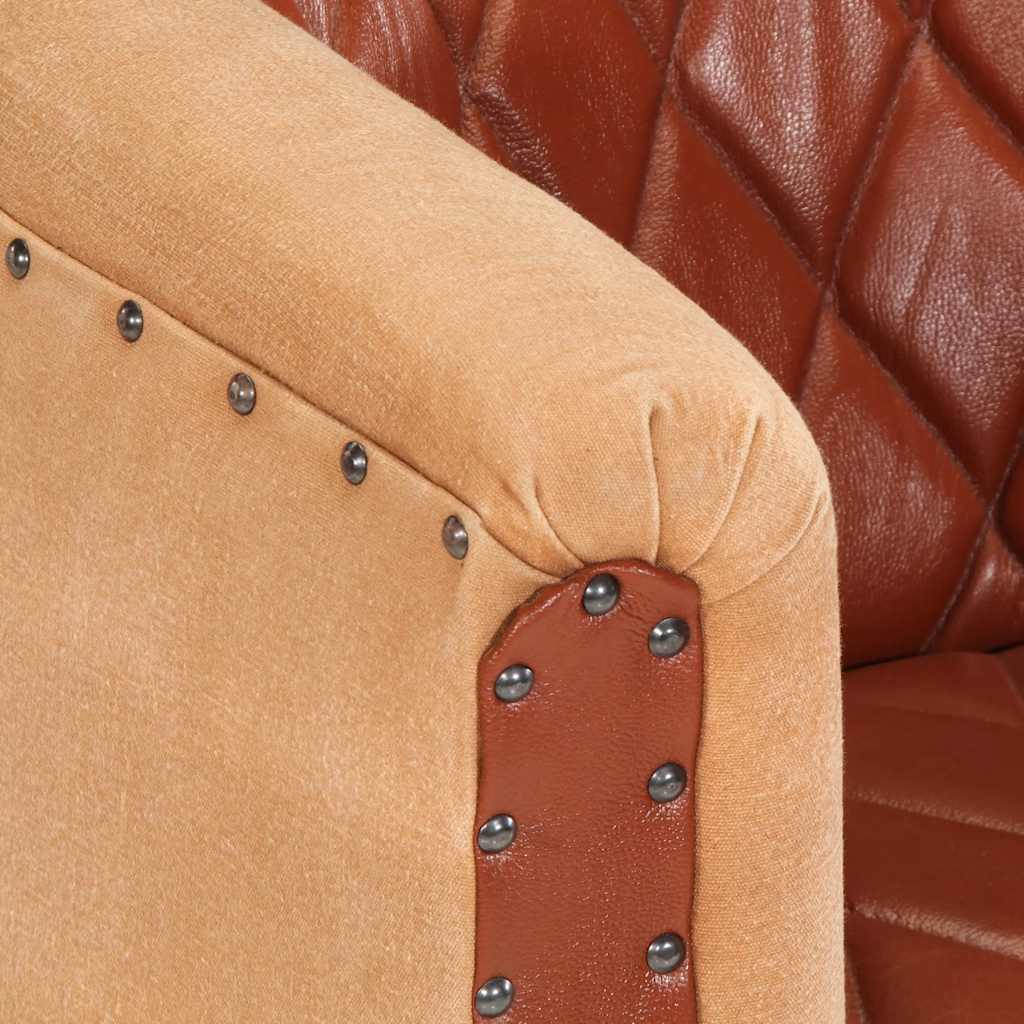 Lænestol ægte skind og massivt mangotræ brun - number 5.