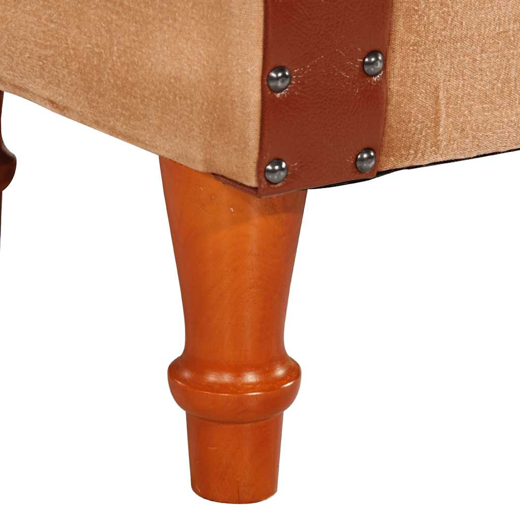 Lænestol ægte skind og massivt mangotræ brun - number 7.