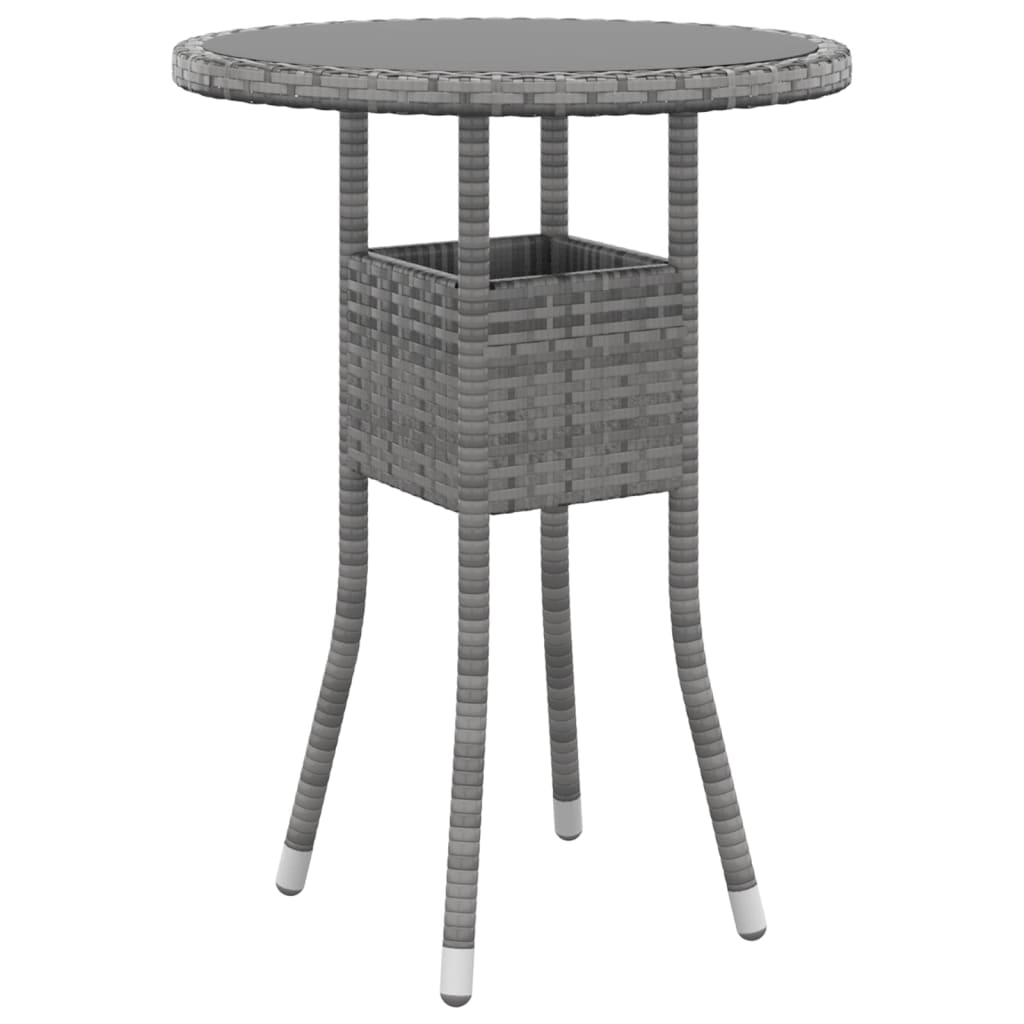 Bistro sett for hage 3 deler polyrattan - grå, ø 60 cm bord, 2 - number 8.