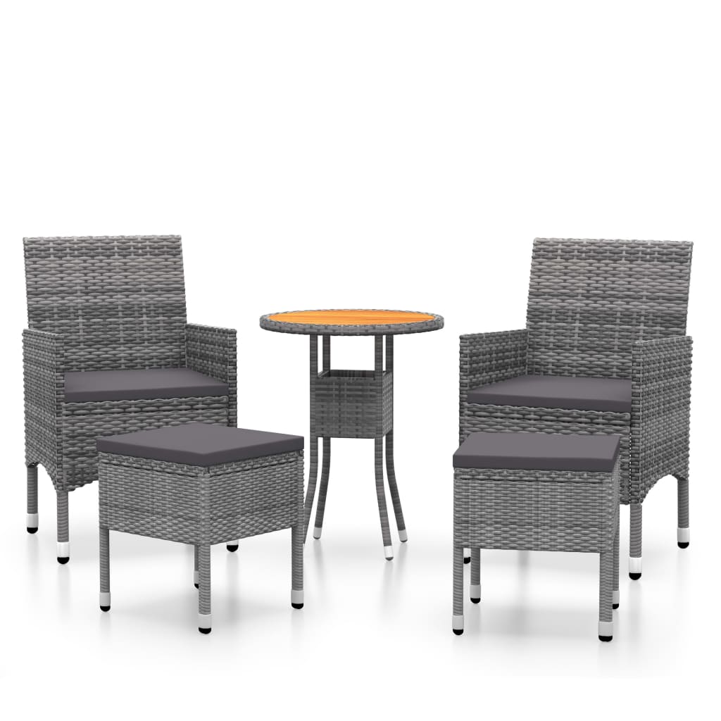 Loungesæt til haven 5 dele polyrattan grå - number 2.