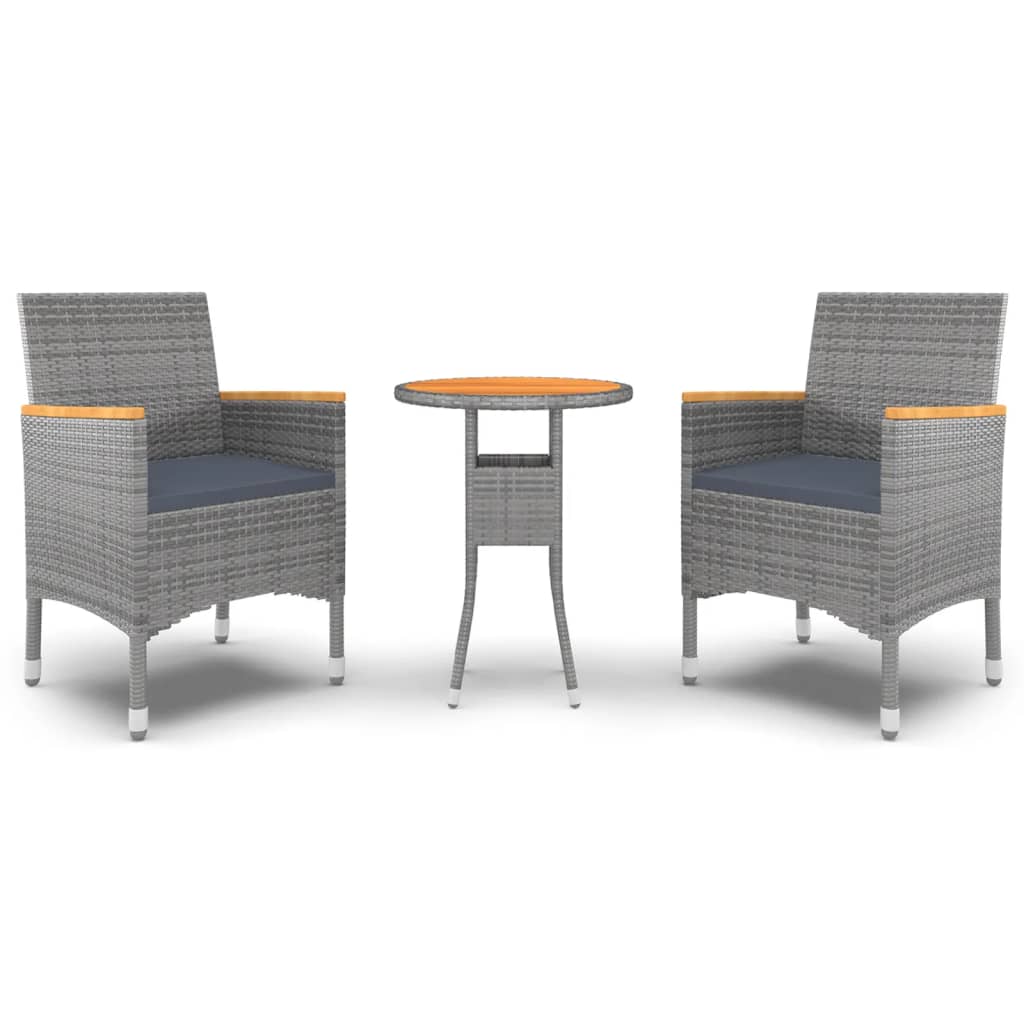 Blagovaonski stolni set za vrt 3 dijela poliratan sivi - number 2.