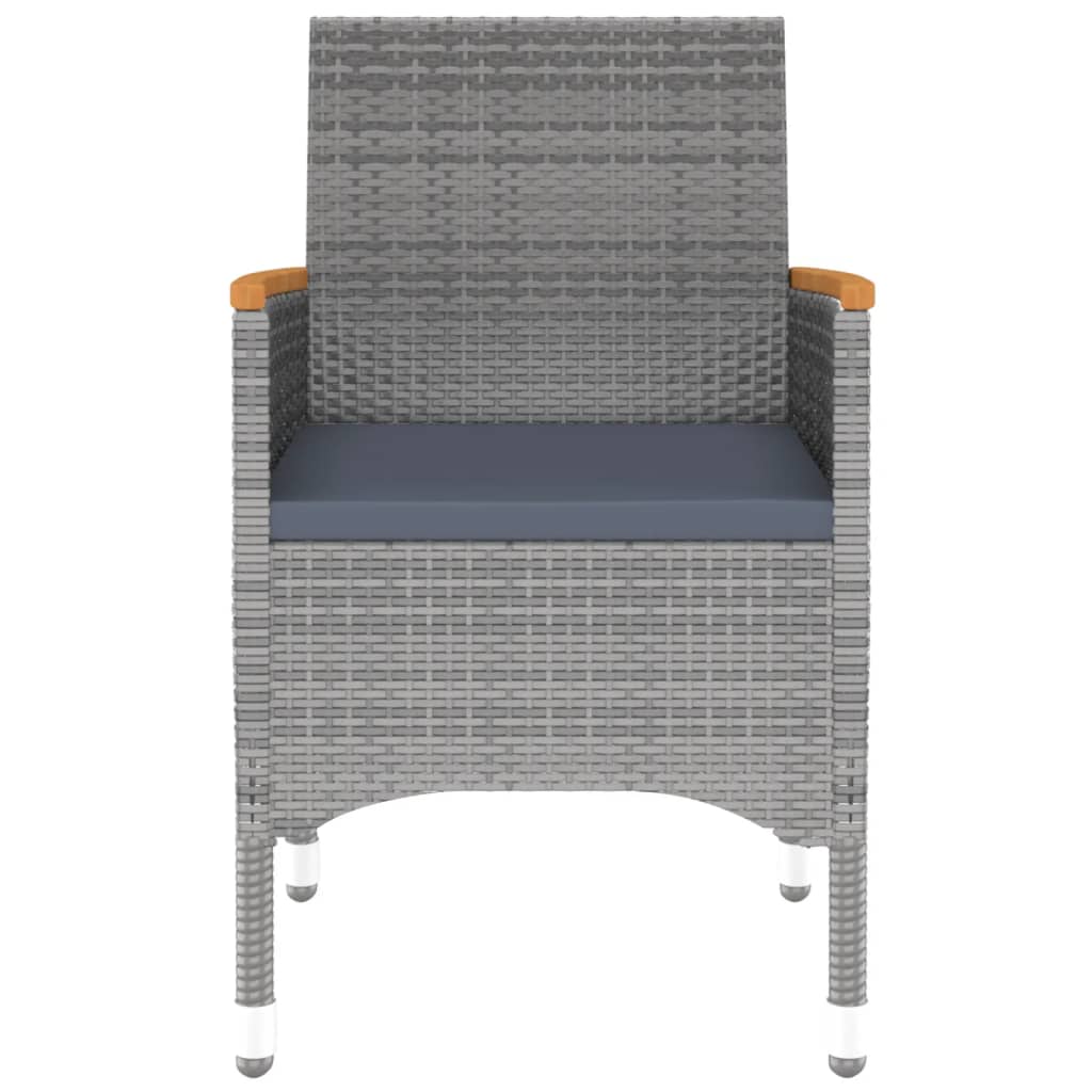 Blagovaonski stolni set za vrt 3 dijela poliratan sivi - number 6.