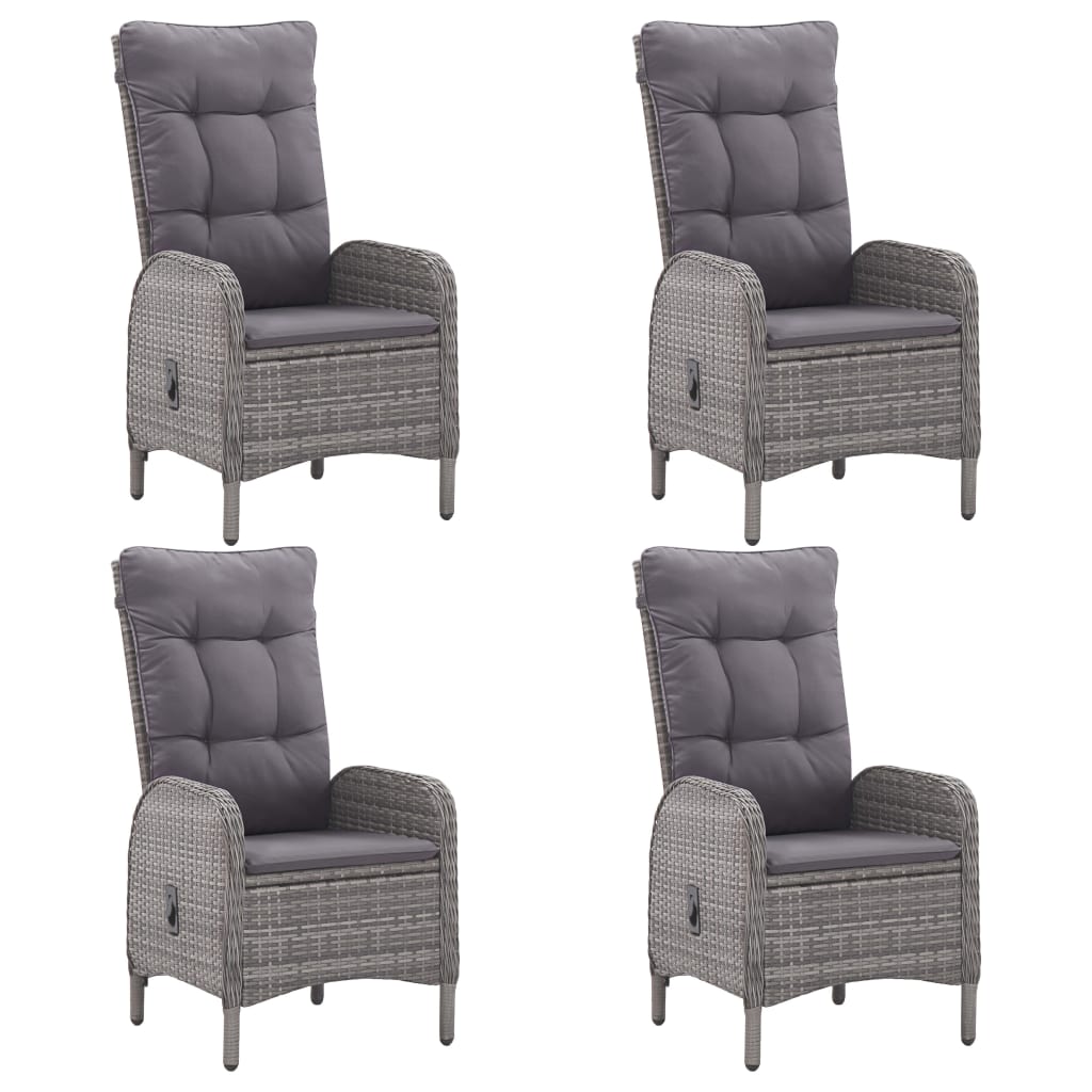 Blagovaonski stol set za vrt 5 dijelova polirattan i akacija stablo siva - siva i smeđa, 4 - number 3.