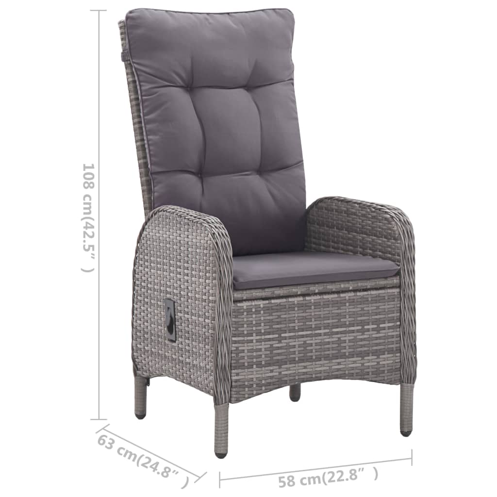 Zestaw stolika do ogrodu 3 części polyrattan i szkło - szary, 2 - number 12.