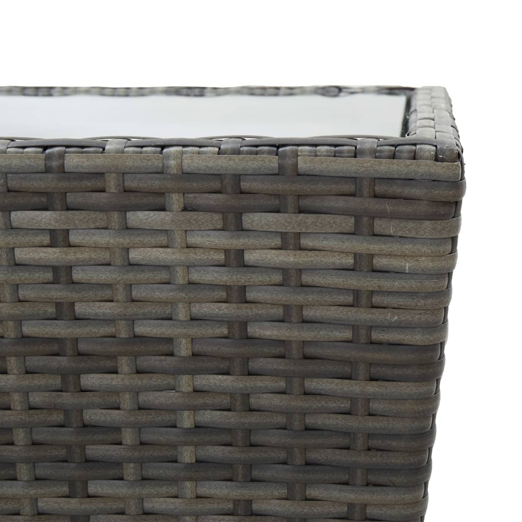 Zestaw bistro 3 części polirattan i szkło hartowane szary - number 10.