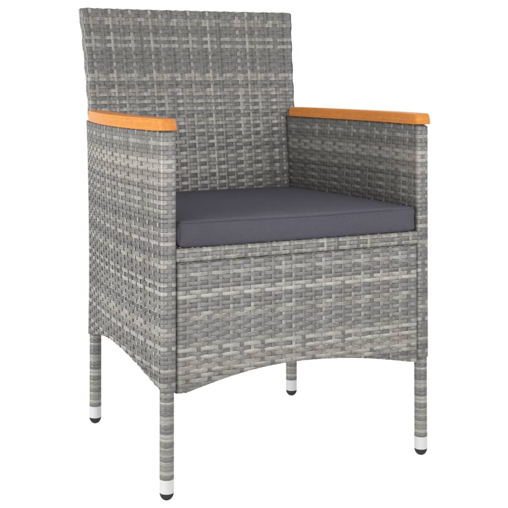 Spisebordssæt til haven dele polyrattan og hærdet glas grå - sort og grå, 120 x 120 x 75 cm, 5 - number 3.