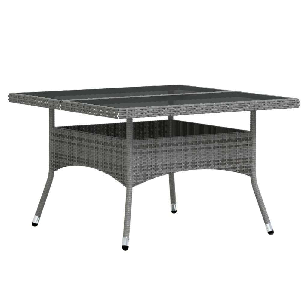 Spisebordssæt til haven dele polyrattan og hærdet glas grå - sort og grå, 120 x 120 x 75 cm, 5 - number 7.
