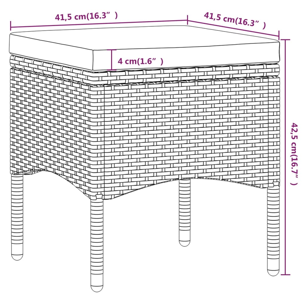 Spisebordssæt til haven dele polyrattan og hærdet glas grå - sort og grå, 120 x 120 x 75 cm, 5 - number 10.
