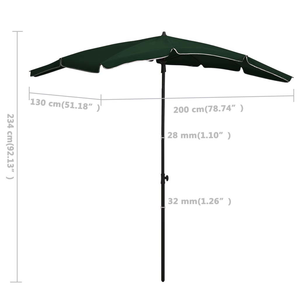 Parasol med stang 200x130 cm - grøn, 1 - number 6.
