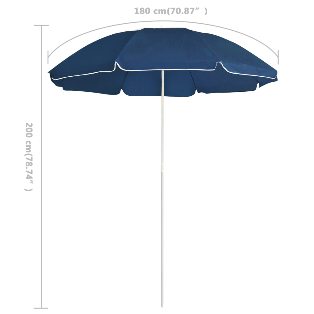 Parasol 180 cm steel rod - blue, 1 - number 5.