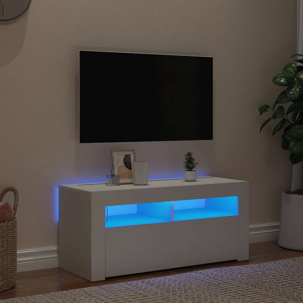 Szafka rtv z oświetleniem led 90x35x40 cm - biała, ooo 4, 1 - number 1.