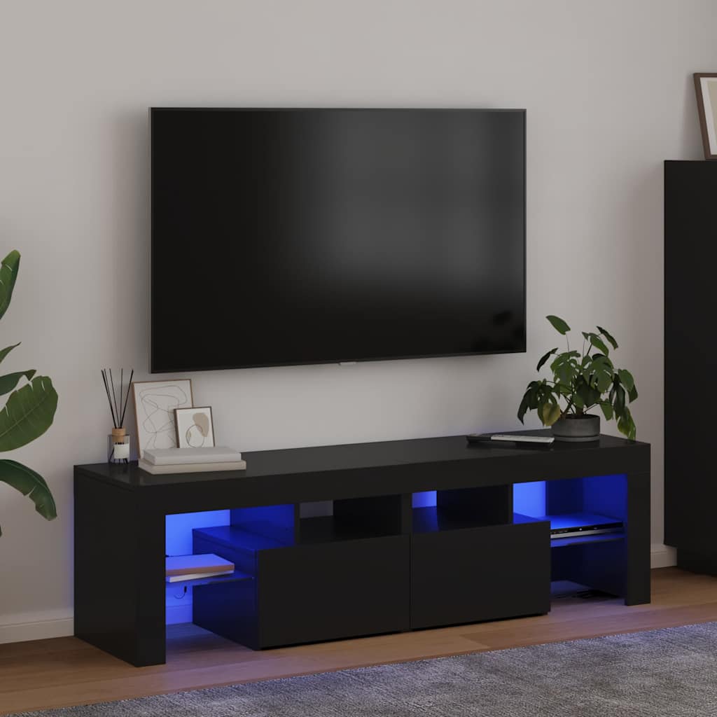 Tv-bord med led-lys 140x36,5x40 cm - sort, 1 - number 1.