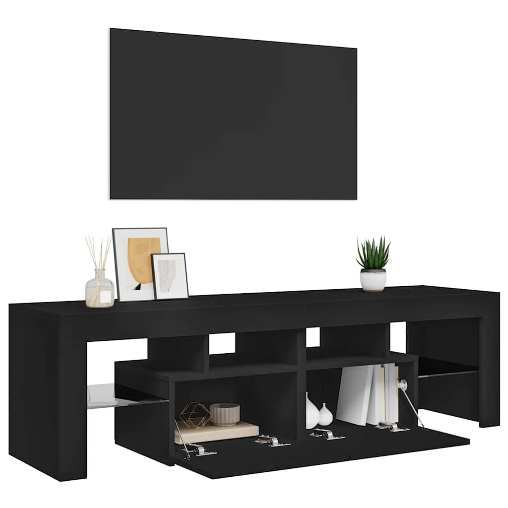 Tv-bord med led-lys 140x36,5x40 cm - sort, 1 - number 7.