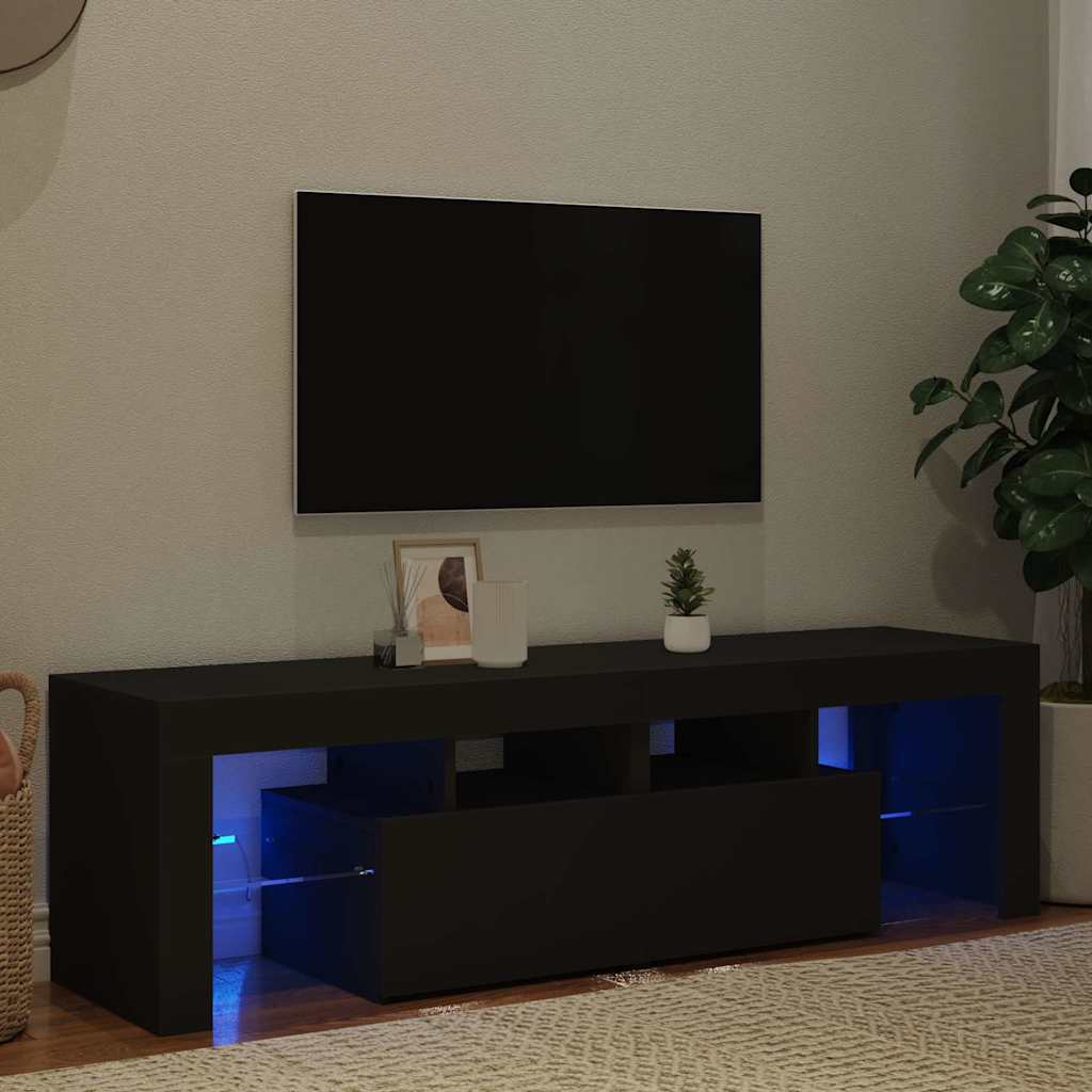 Tv-bord med led-lys 140x36,5x40 cm - sort, 1 - number 6.